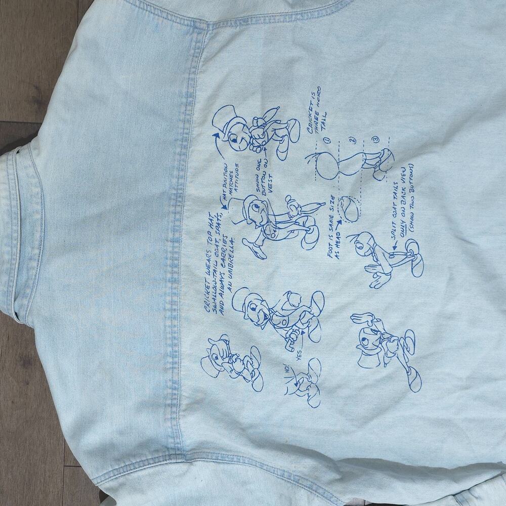 Vintage Disney Catalog Jiminy Cricket Denim Shirt Medium Embroidered 1940 Sz M - Picture 13 of 16